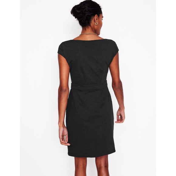 Boden Black Florrie Jersey Cap Sleeve Sheath Dress with pockets 6P Career Casual - Picture 2 of 10